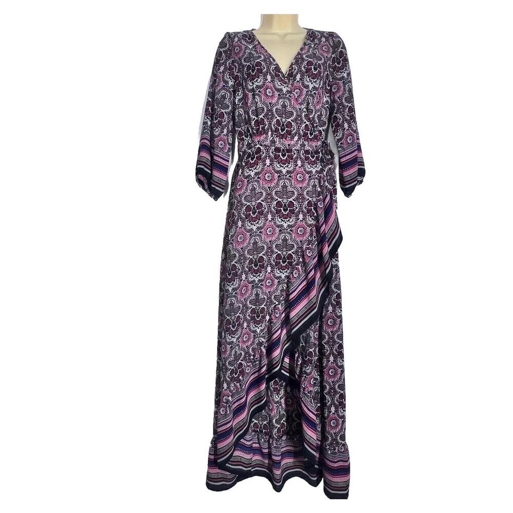 Wrap Dress Womens Small Whimsical Cottage Fairy Flowy Romance Feminine Drapey V